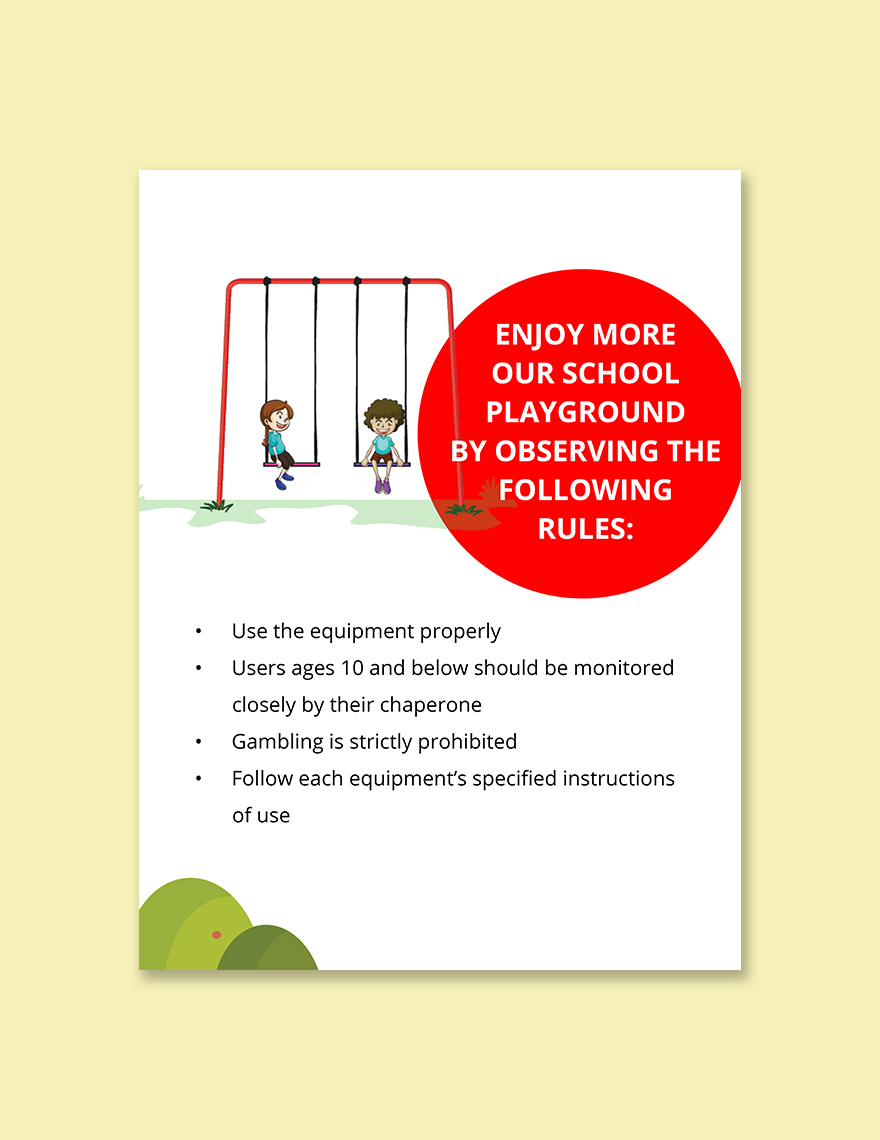 School Playground Signs Template