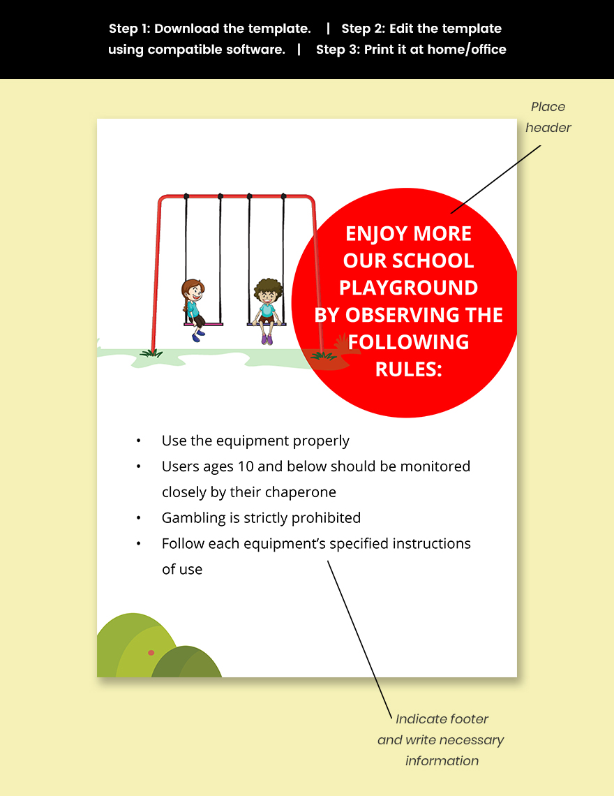 School Playground Signs Template