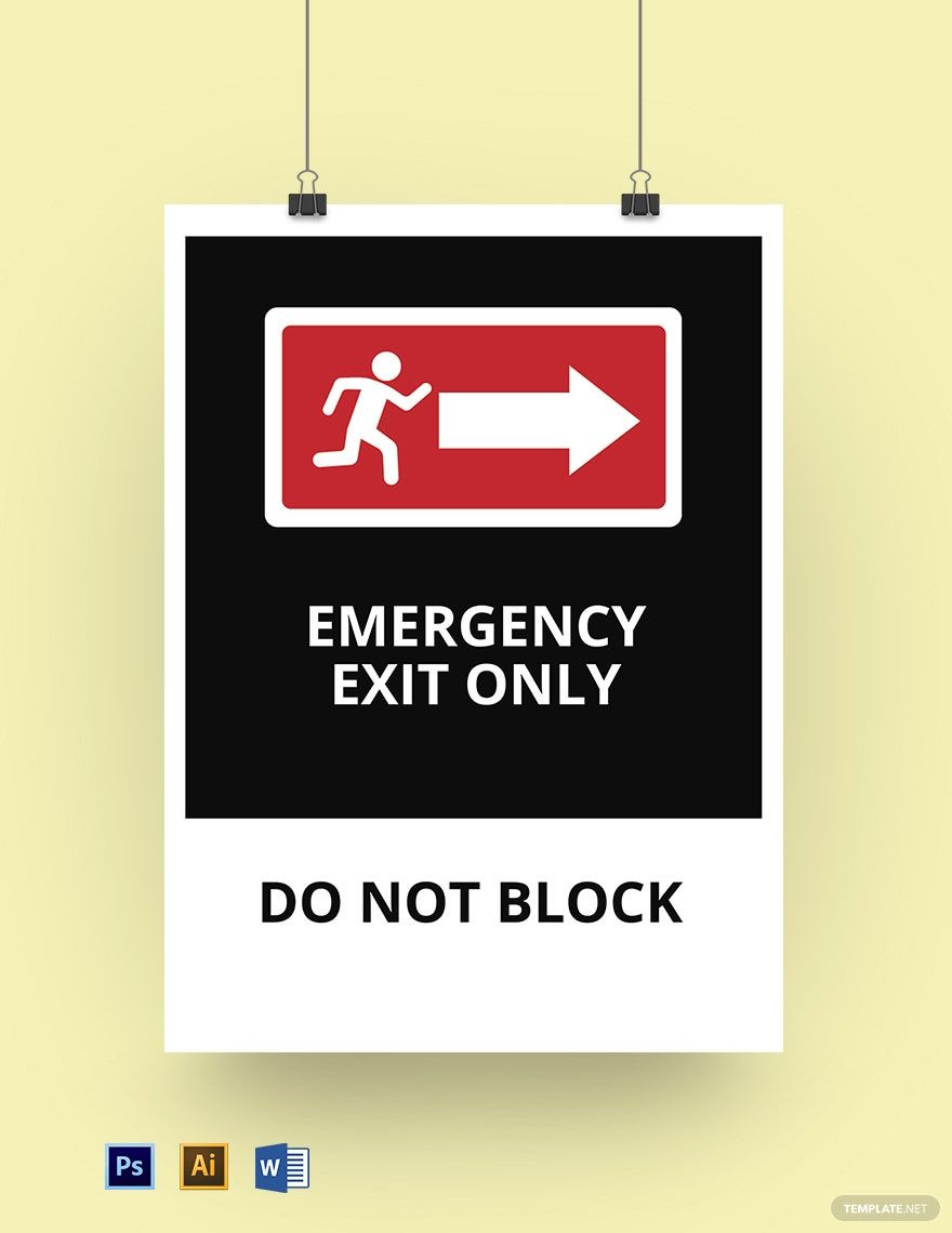 Free School Emergency Exit Sign Template