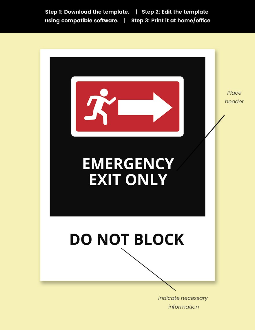 School Emergency Exit Sign Template