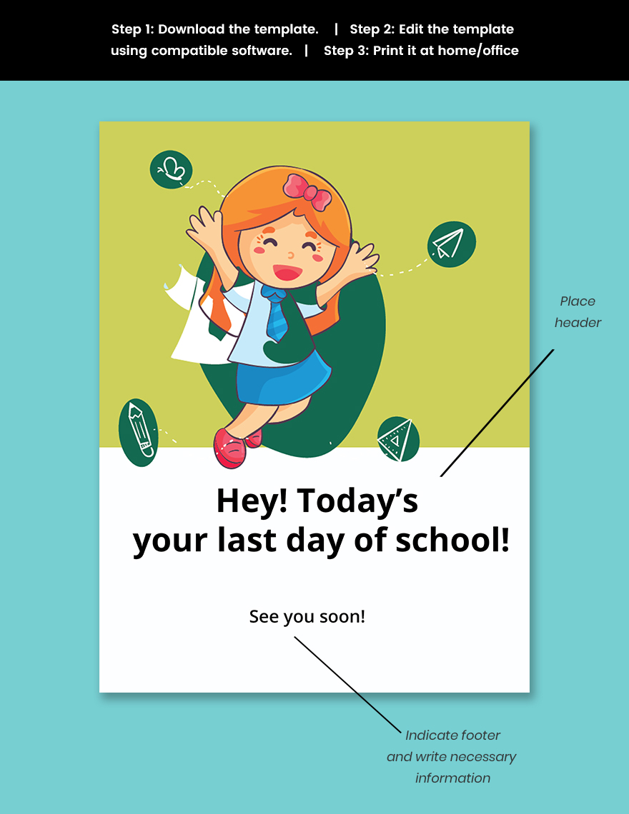 Last Day of School Sign Template