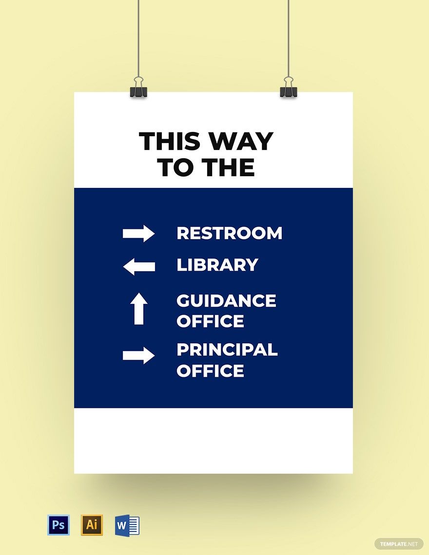 School Way Finding Sign Template in Word, Illustrator, PSD