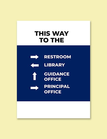 School Way finding Sign Template Printable