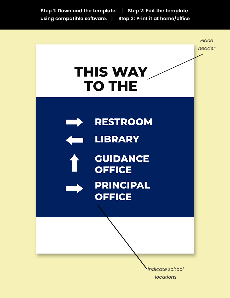 School Way Finding Sign Template