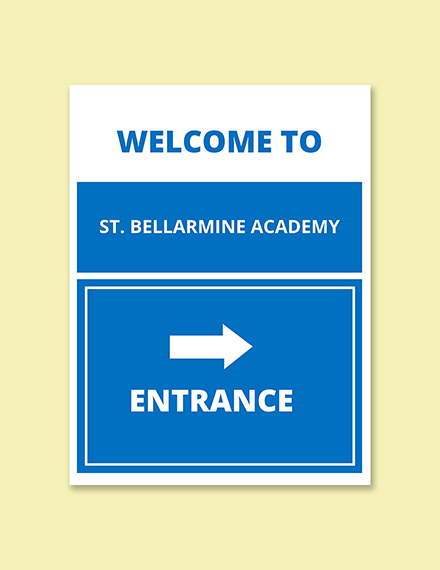 School Entrance Sign Template Printable