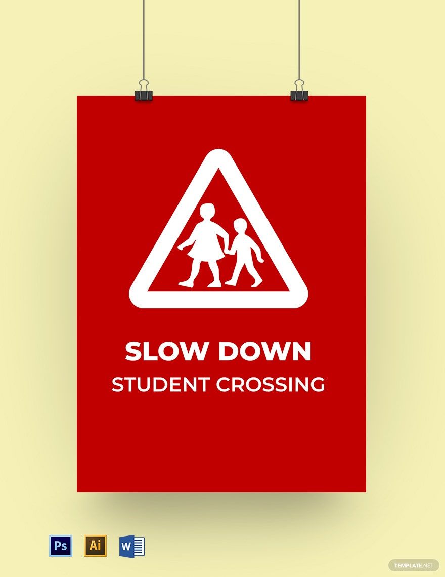 School Crossing Sign Template in Word, Illustrator, PSD