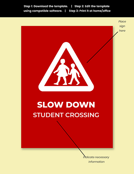 School Crossing Sign Template Editable
