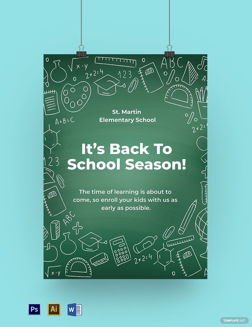 Back to School Sign Template in Word, Illustrator, PSD
