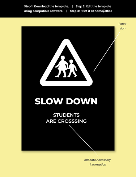 School Road Sign Template Snippet