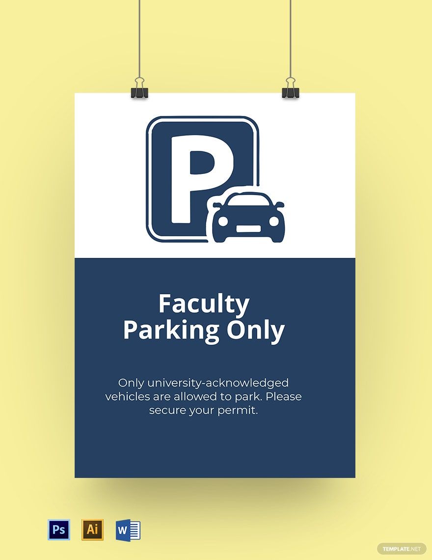 School Parking Sign Template in Word, Illustrator, PSD