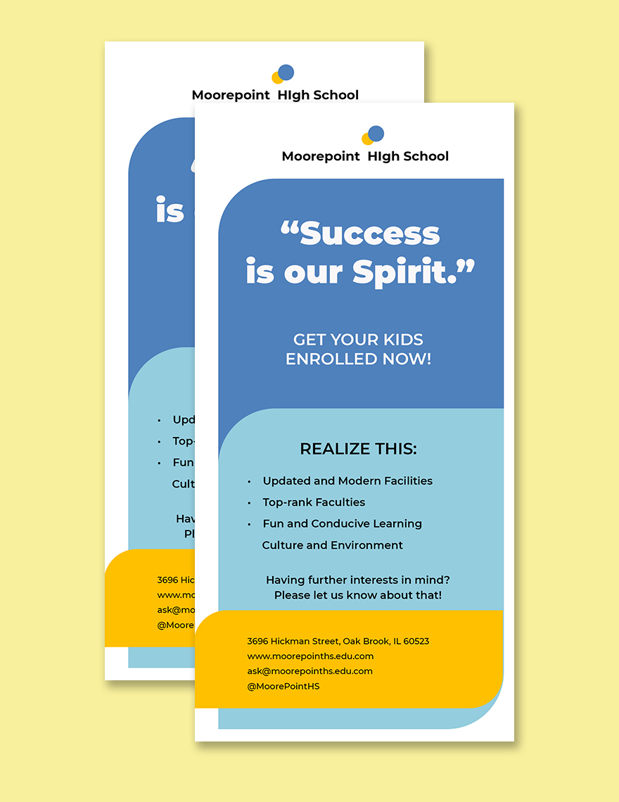 Back To School Rack Card Template