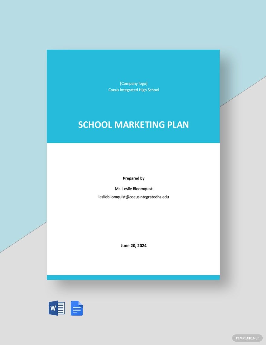 Editable School Marketing Plan Template