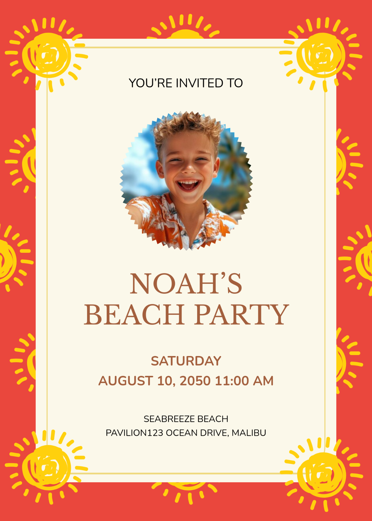 Free Little Boy Sunshine Invitation Template