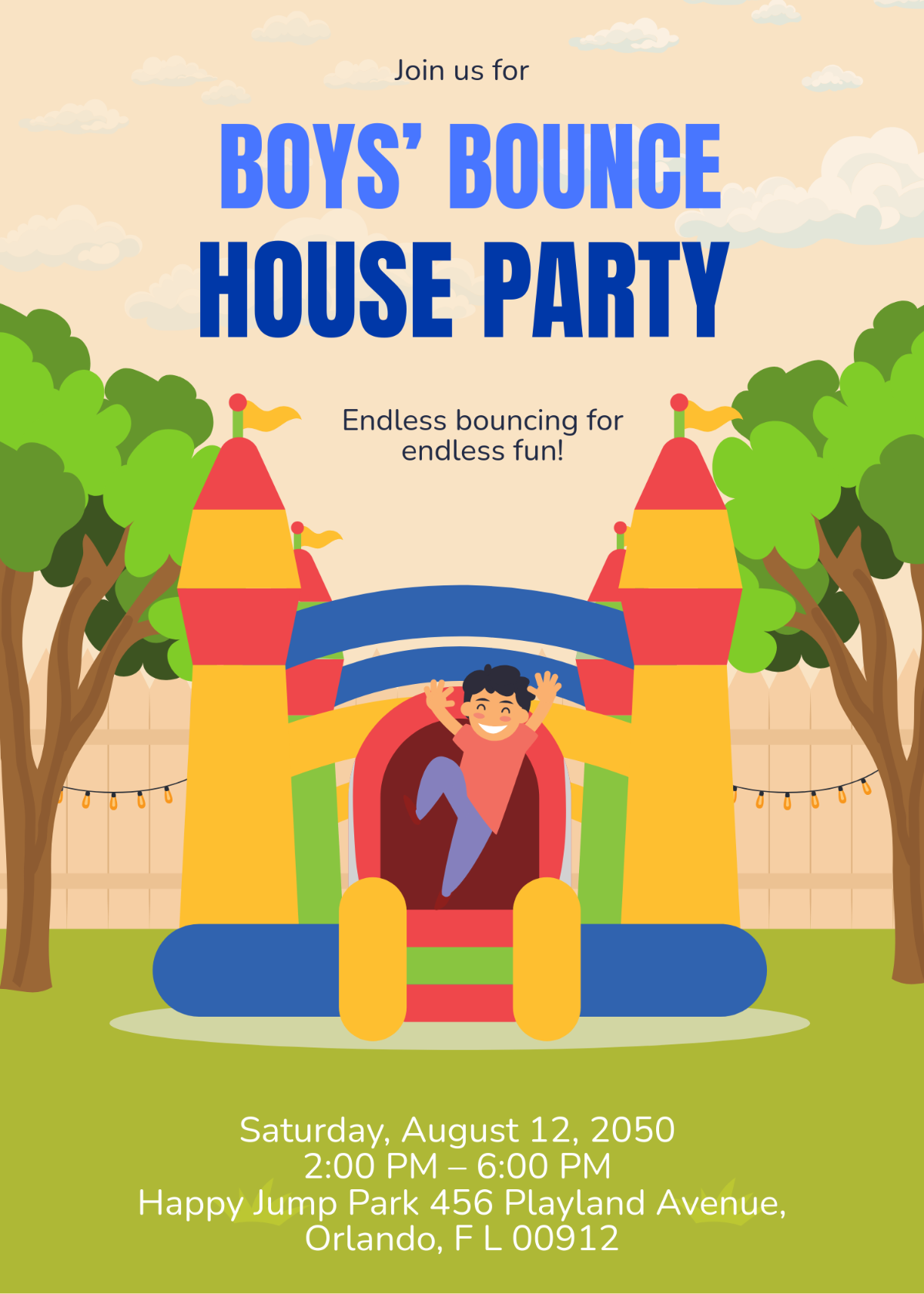 Boy Bounce House Invitation Template - Edit Online & Download
