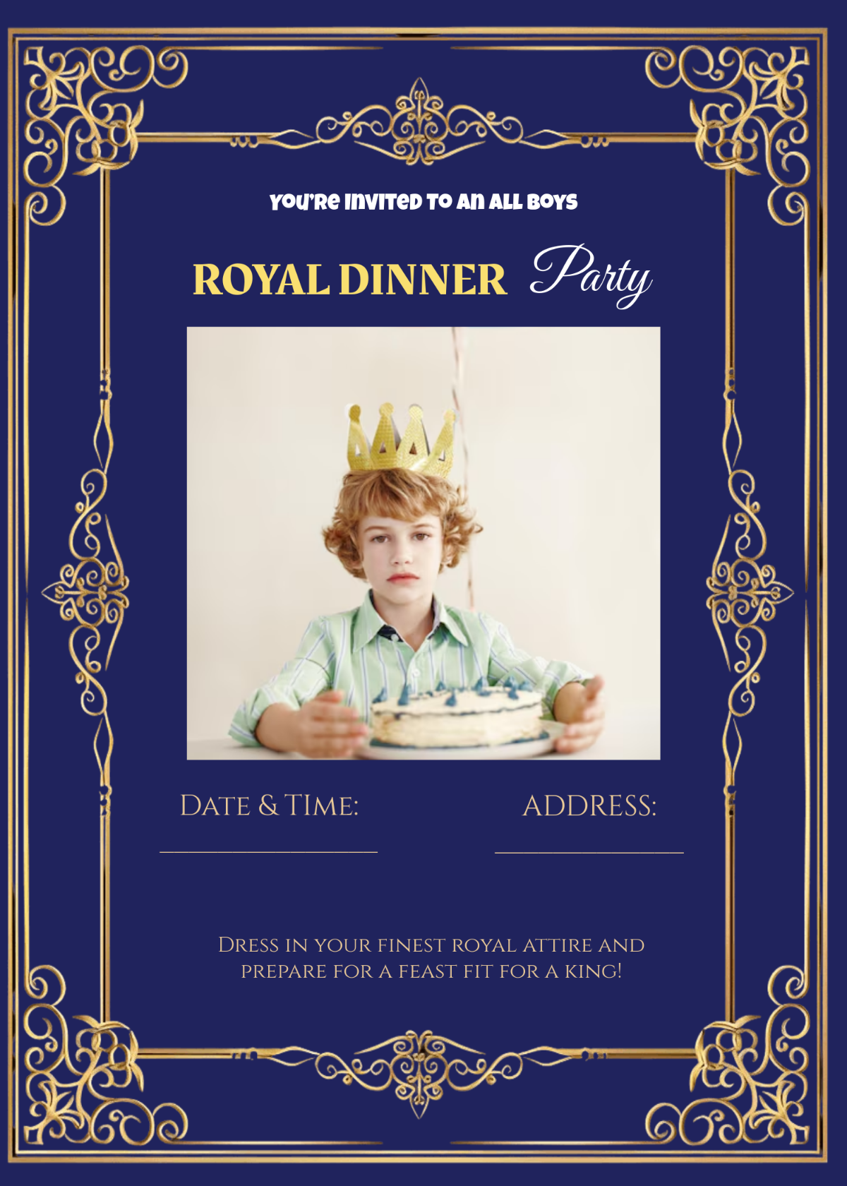 Free Blank Boy Prince Invitation Template