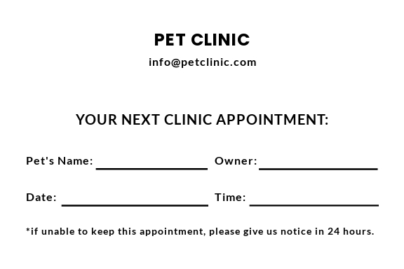 Free Pet Clinic Appointment Card Template 1.jpe