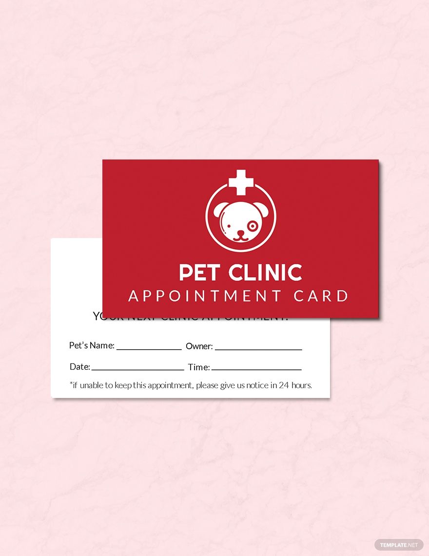 Pet Clinic Appointment Card Template
