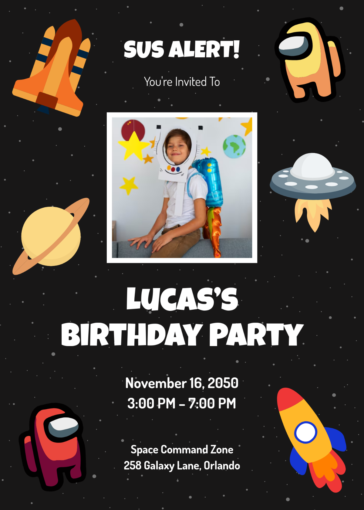Free Among Us Boy Invitation Template