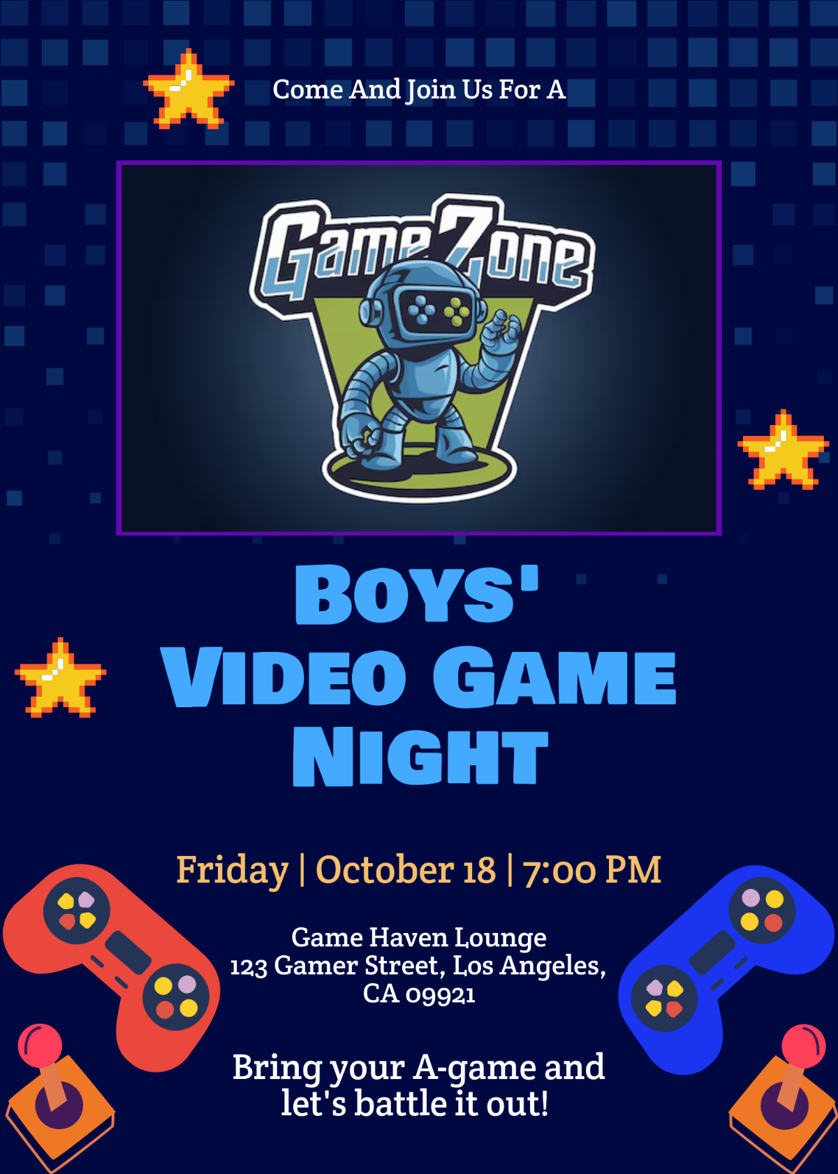 Free Video Game Invitation for Boys Template