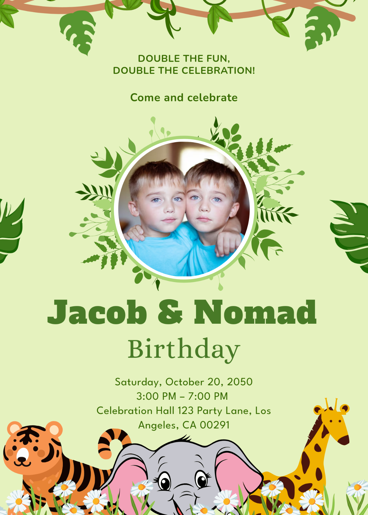 Joint Boys Celebration Invitation Template - Edit Online & Download