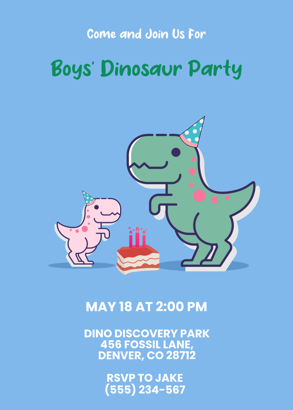 Free Dinosaur Boy Invitation Template