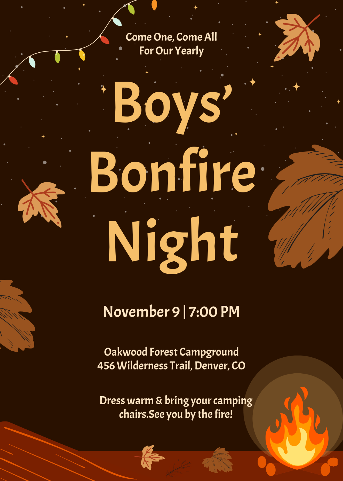 Free Bonfire Invitation for Boys Template
