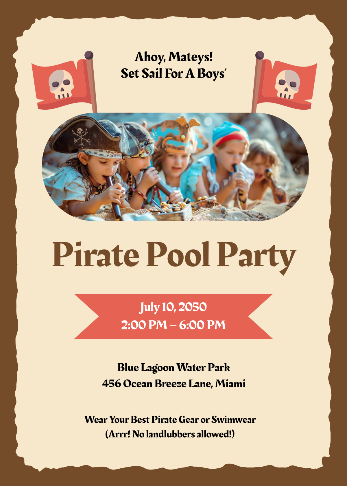 Free Simple Pirate Boy Invitation Template