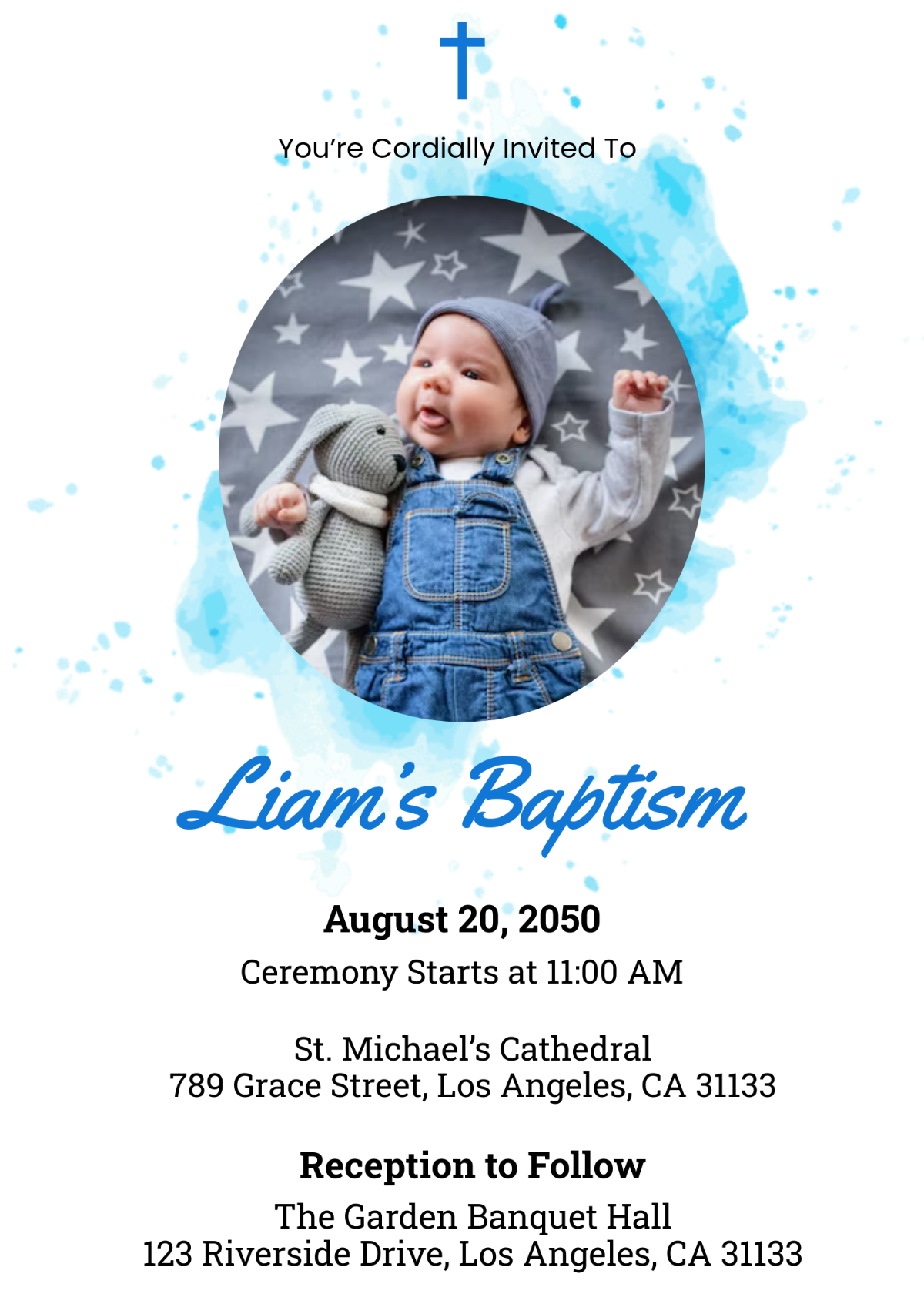 Free Professional Boy Baptism Invitation Template