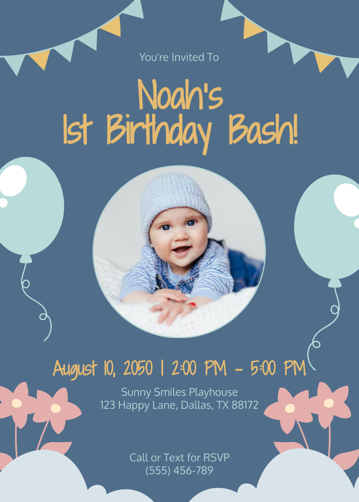 Free First Birthday Boy Invitation Template