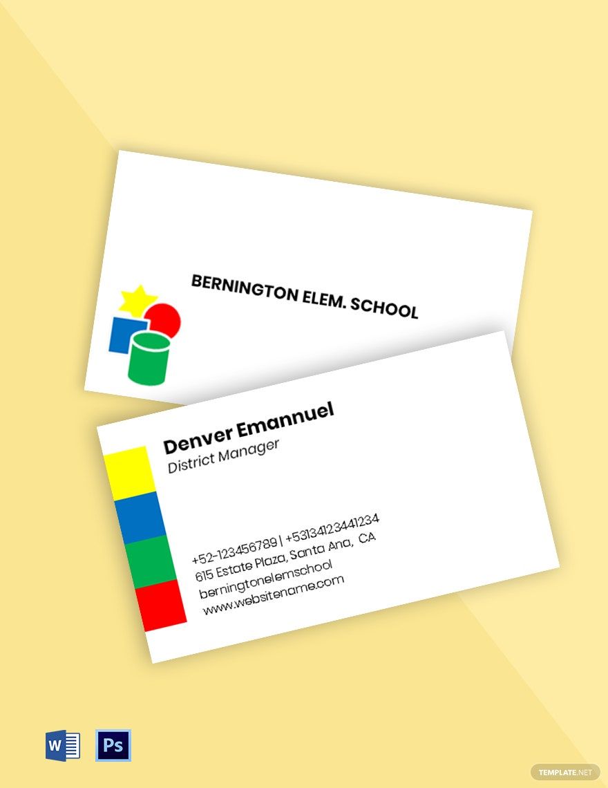 Free Kids School Business Card Template