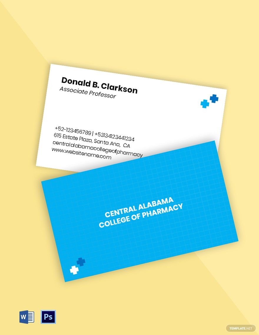 Free Pharmacy School Business Card Template