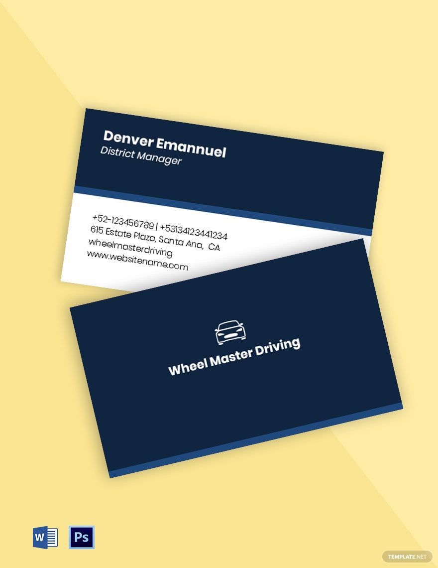 Driving School Business Card Template