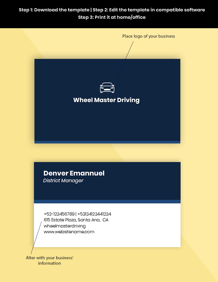 Driving School Business Card Template