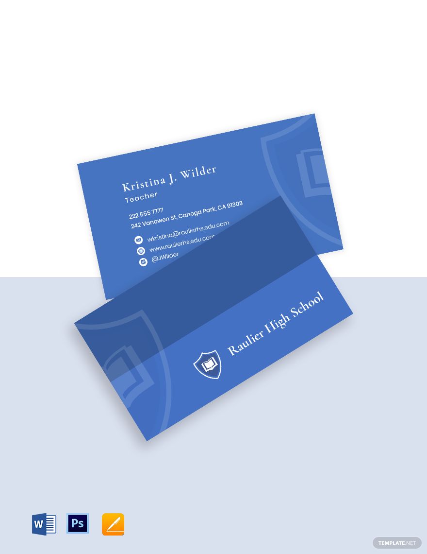 Free Secondary School Business Card Template