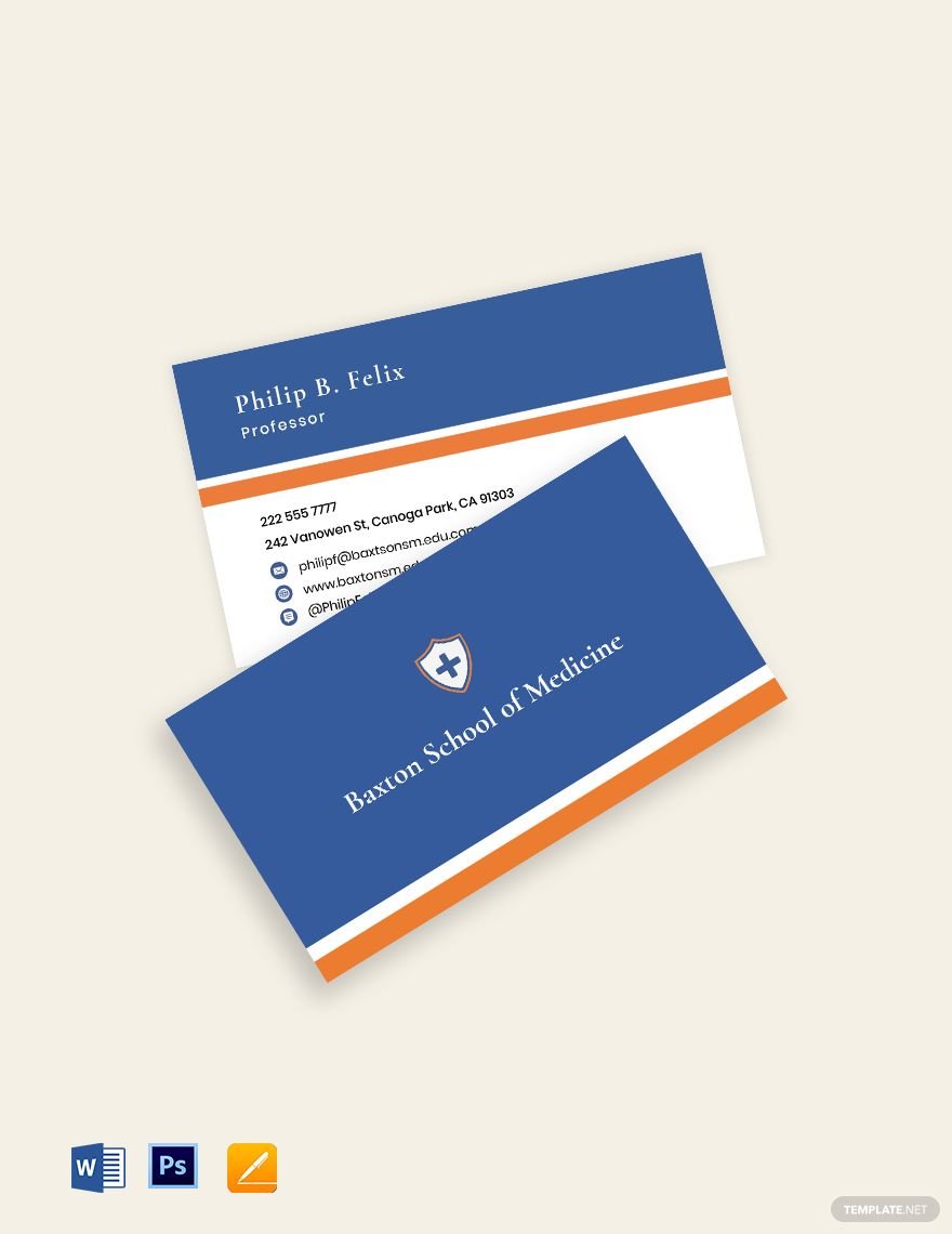Medical School Business Card Template