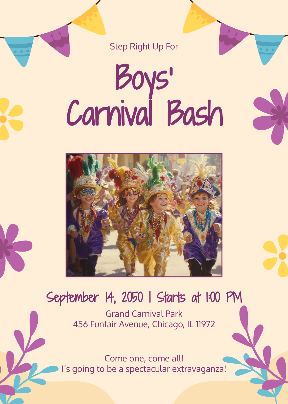 Free Aesthetic Carnival Boy Invitation Template