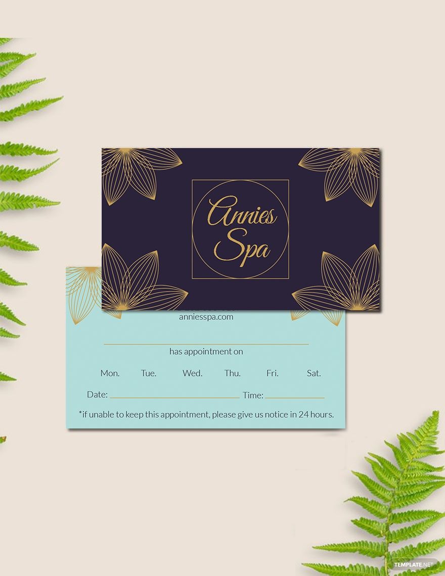 Spa Appointment Card Template