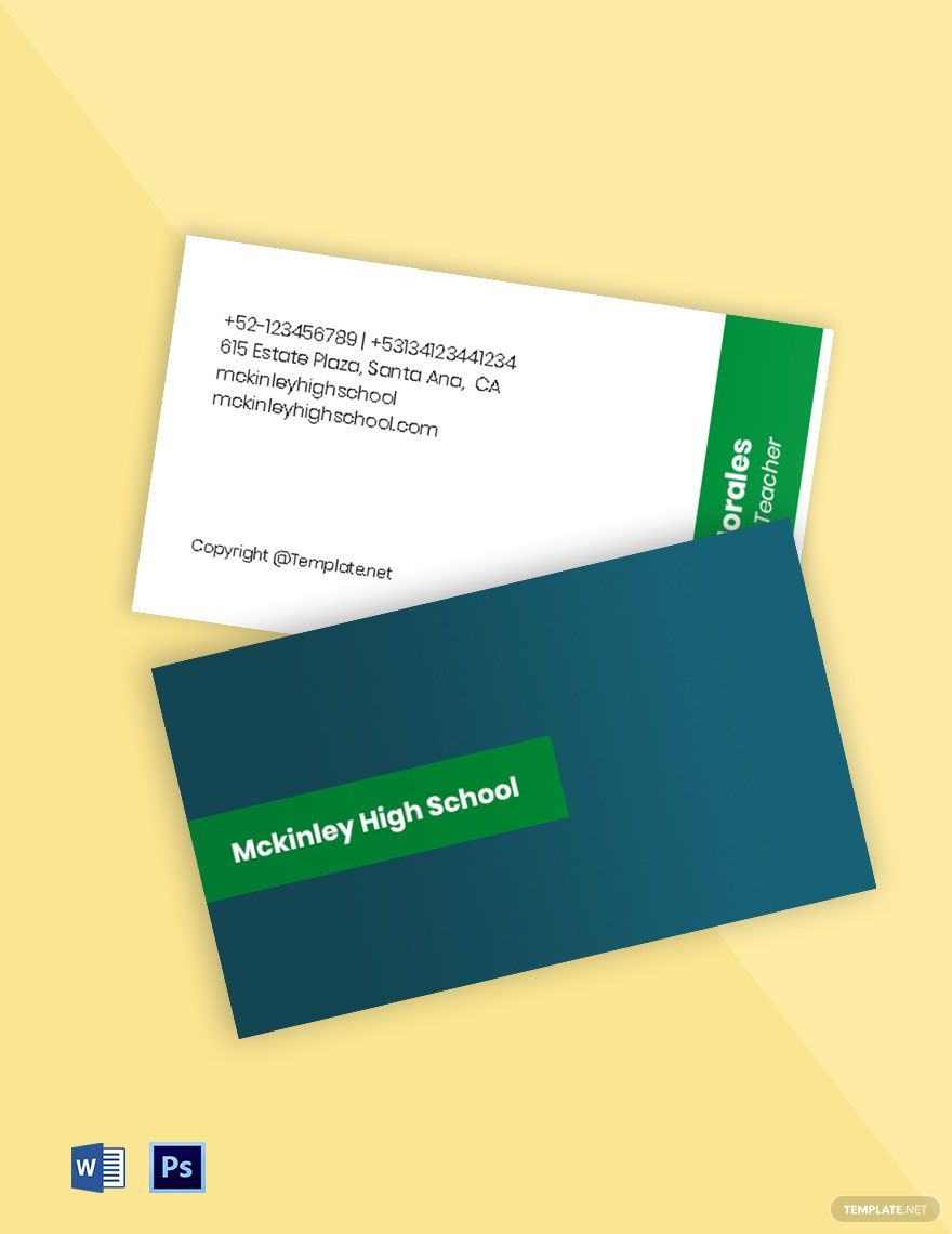 Free Modern School Business Card Template