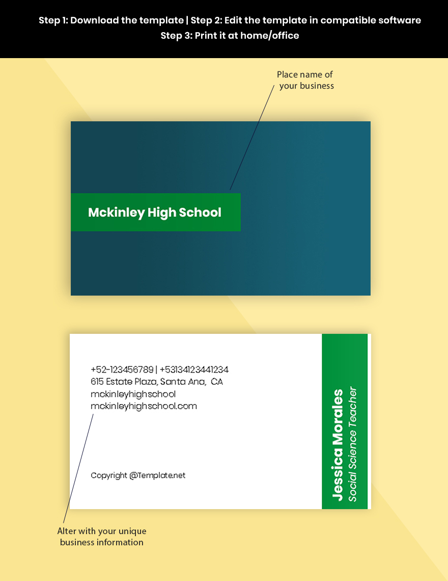 Modern School Business Card Template