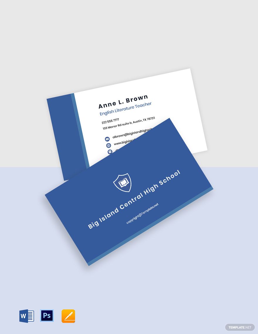 Free Sample School Business Card Template