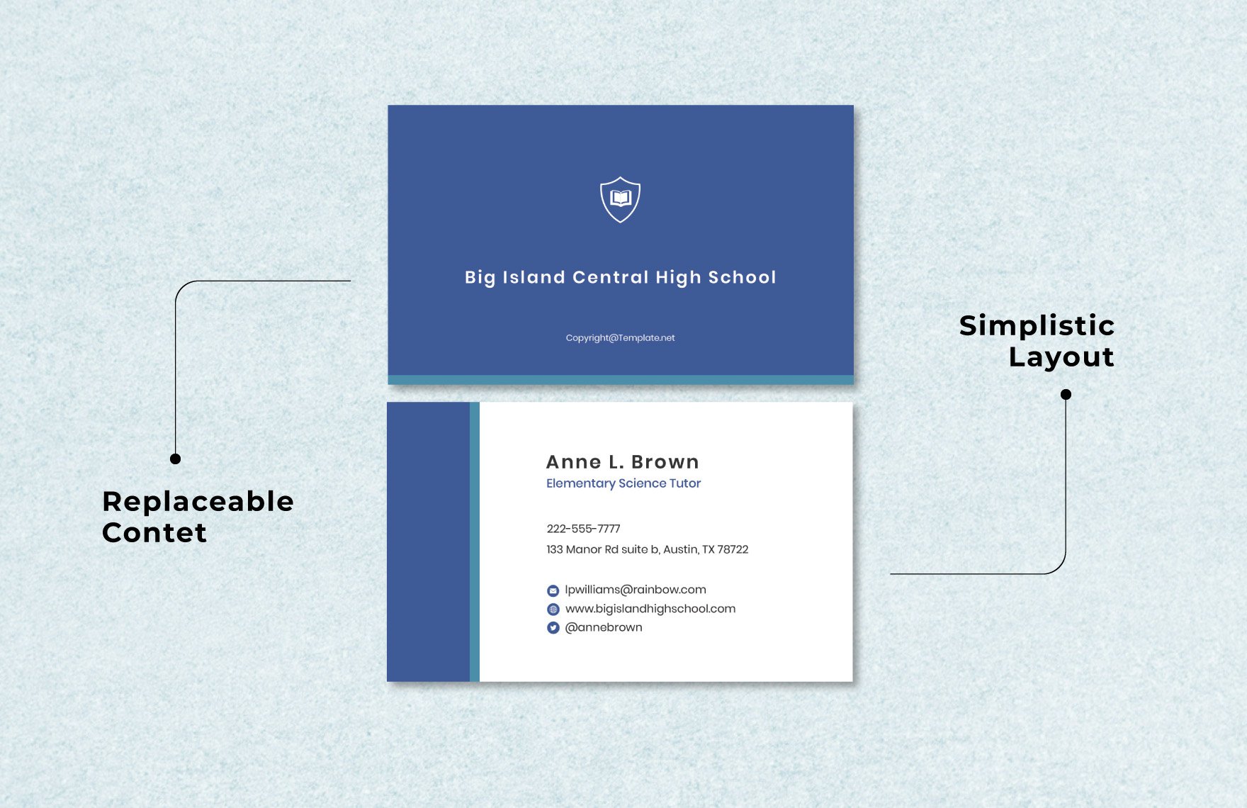 Sample School Business Card Template