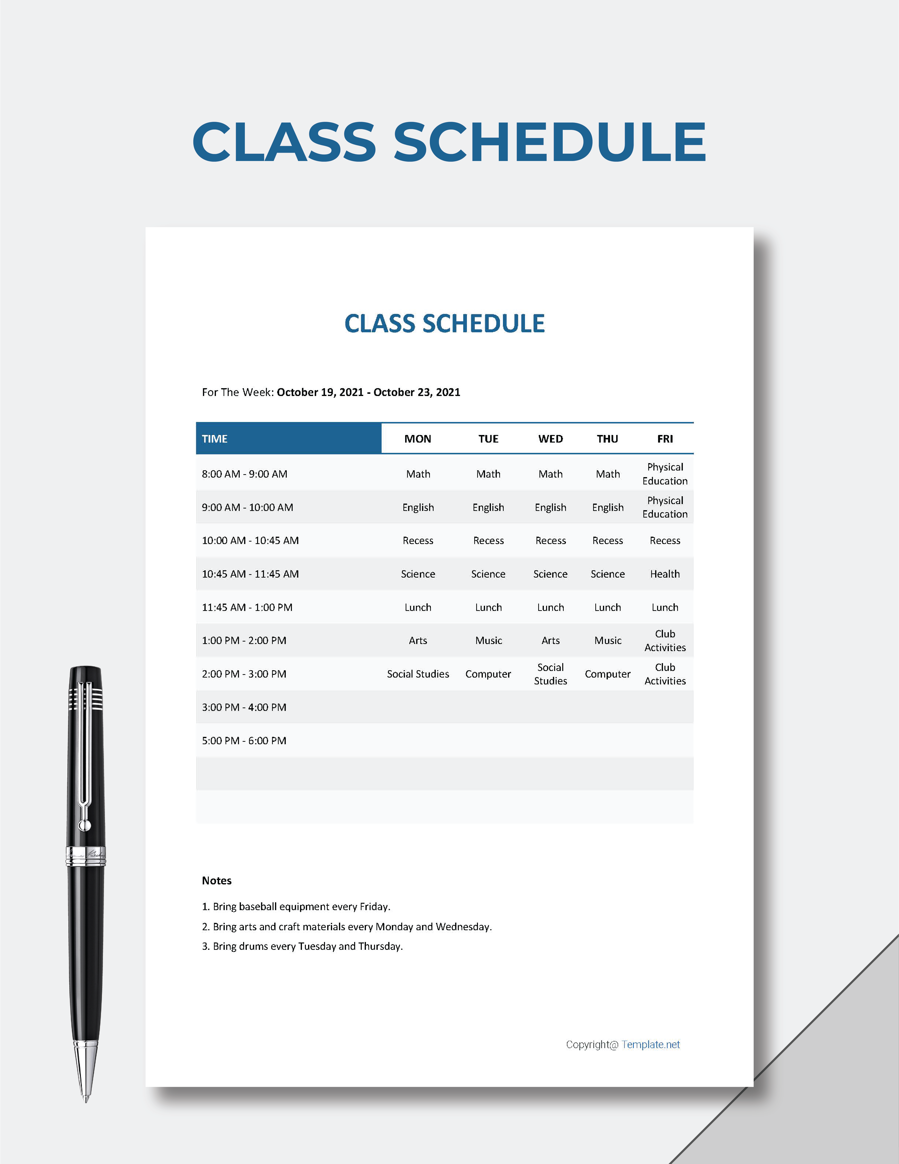 Class Schedule Template Download In Word Google Docs Excel Google