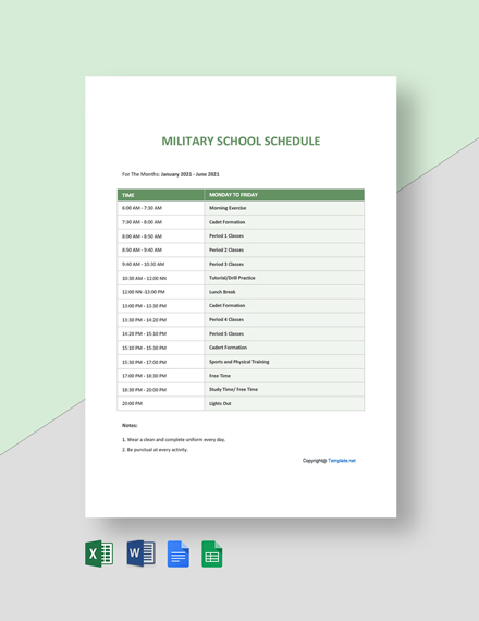 Free Blank School Schedule Template