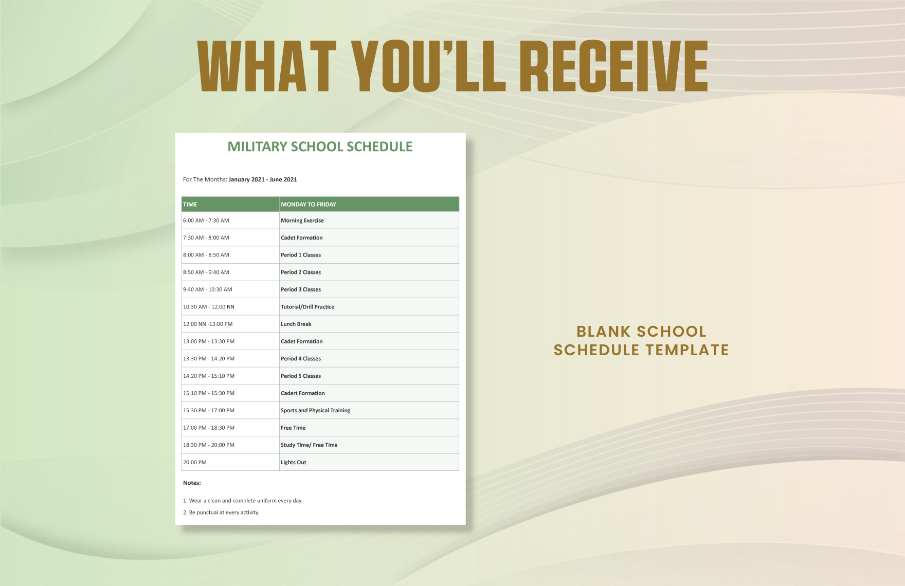 Blank School Schedule Template
