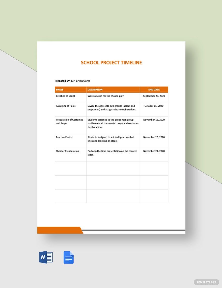 School Project Timeline Template in Word, Google Docs - Download | Template.net