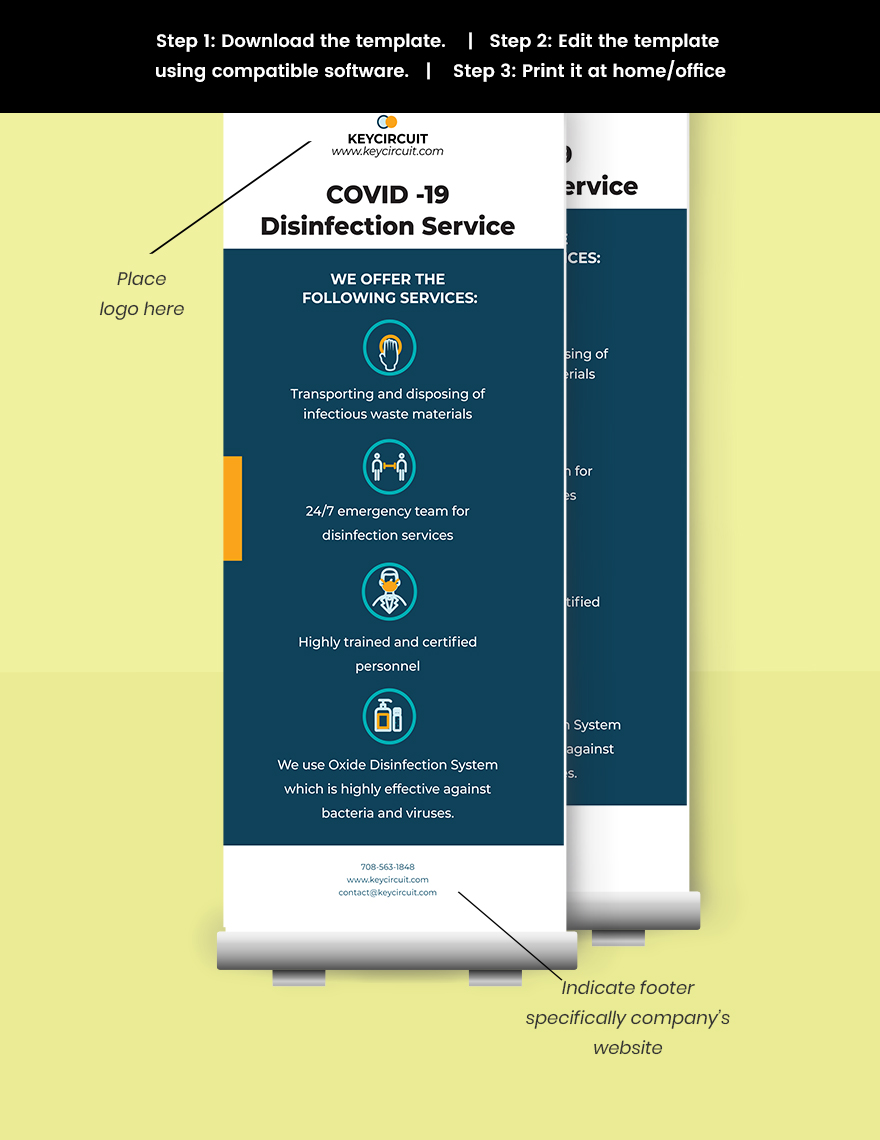 Coronavirus COVID-19 Disinfection Service Roll-up Banner Template