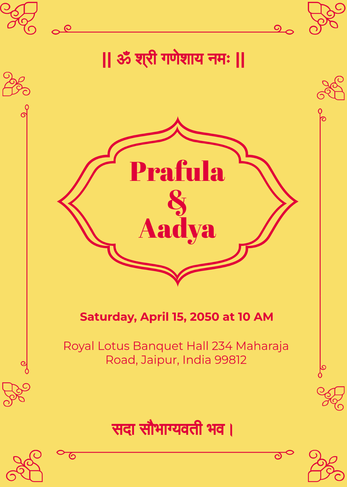 Hindu Marriage Invitation Template - Edit Online & Download