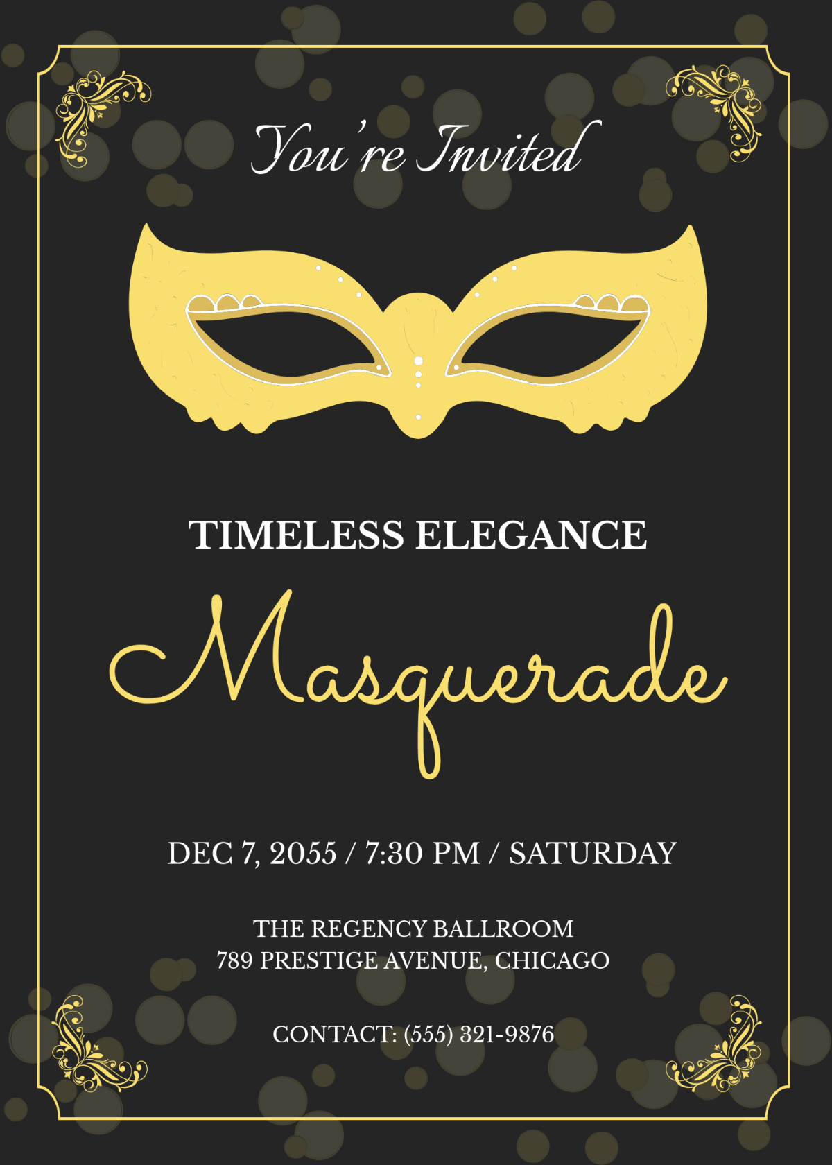 Free Classy Masquerade Invitation Template