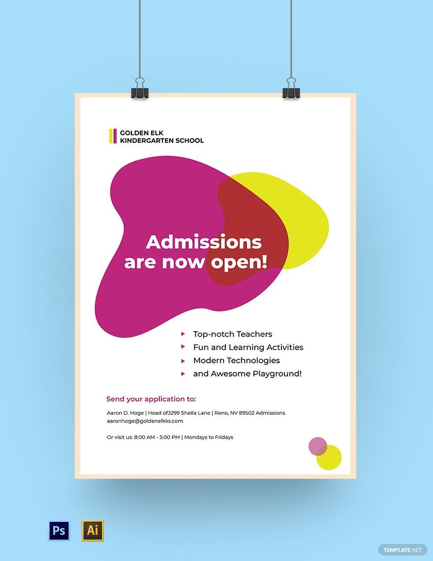 School Admission Poster Template Download In Illustrator PSD 