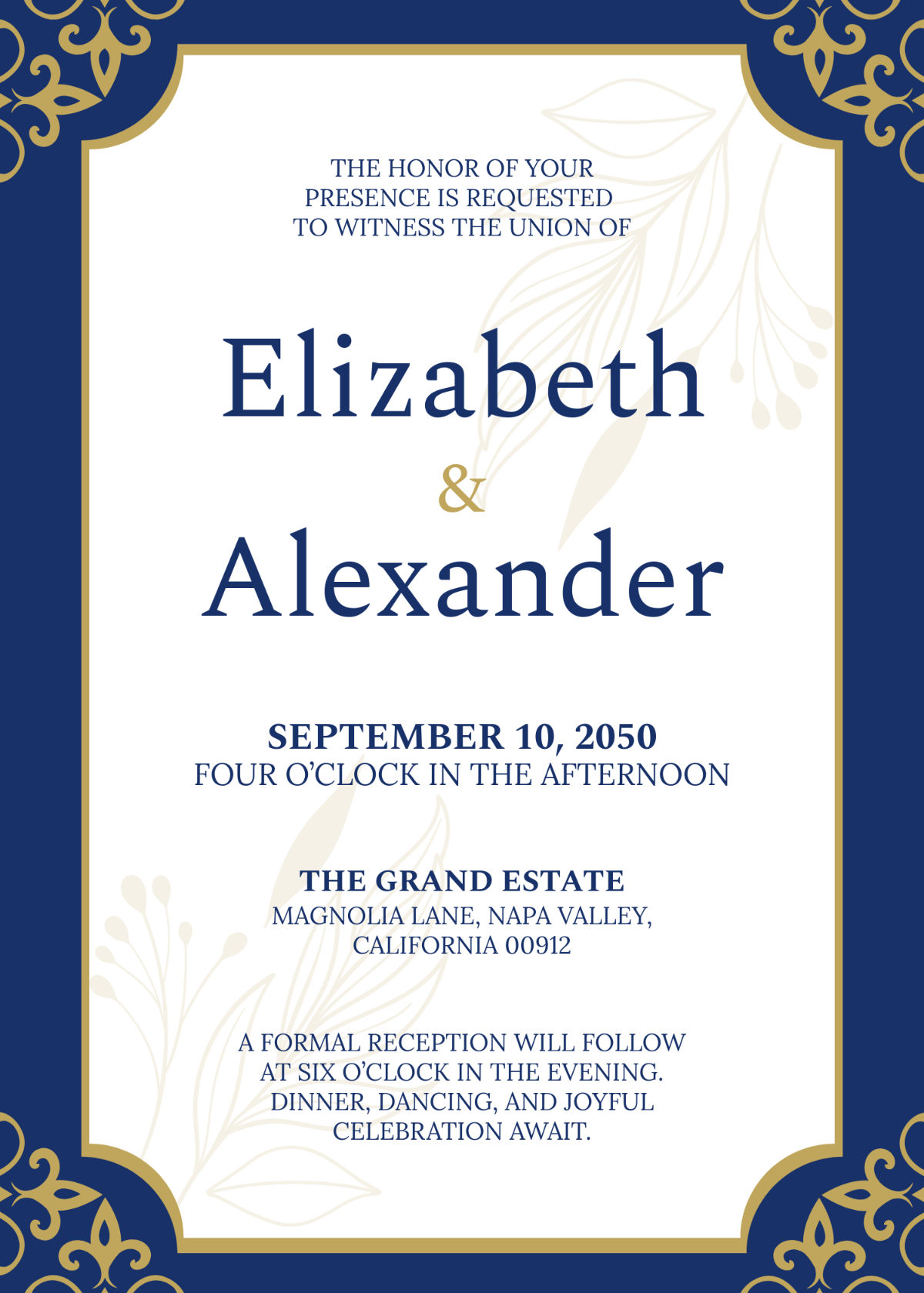Formal Marriage Invitation Template - Edit Online & Download